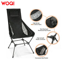 Chaise pliante WOQI en fer à dossier haut pour l'extérieur - Portable pour la pêche, le camping et le jardin - Design contemporain - Option de logo personnalisé
