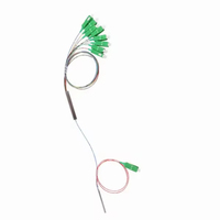 Custom FTTH 1x9 Mini PLC Optical Unbalanced 1x2 FBT Coupler Konektor SC/APC Single Mode Low IL 1m Fiber