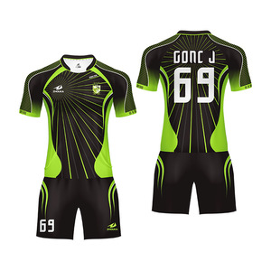 Fluorescent green color football wear sublimation サッカーウォームアップスーツ clothing men's football uniforms tracksuit - Product Image 4