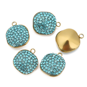 Pendentif carré en acier inoxydable avec strass, mosaïque colorée pour la fabrication de colliers, accessoire de bijoux DIY - Product Image 3