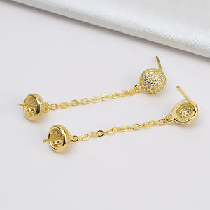 ต่างหูเงินแท้ S925 แบบพู่ห้อย พร้อมสายยาว ประดับมุกและคริสตัล สำหรับผู้หญิง ออกแบบเองได้ อุปกรณ์ทำเครื่องประดับ DIY ผลิตภัณฑ์เปล่า - Product Image 5