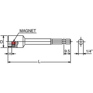 KOKEN - 115-11 1/4 ''Nut Setter con imán flatable boca-EAN 4991644502790 INSERTS PARA ATORNILLADOR DE TOMAS MAGNÉTICOS - Product Image 2
