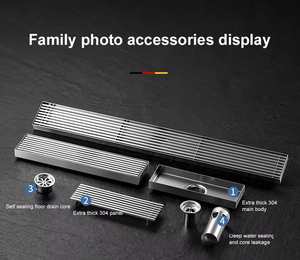 Rejilla de drenaje lineal rectangular moderna OEM de acero inoxidable 304 con inserto para azulejos para baño y cocina - Product Image 4