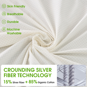Chúng tôi tất cả các kích thước 15% bạc chống bức xạ trắng được trang bị tấm ga trải giường với dây nối đất để giảm đau với Oeko chứng nhận - Product Image 3