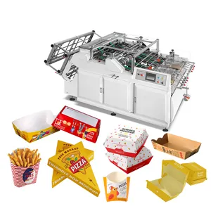 Auto Cardboard Box Forming Manufacturing Machine Paper Hot Dog Tray Fast Food Box Making Machines