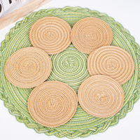 Set de table rond en polyester et coton tissé, bords modernes tissés, résistant à la chaleur, diamètre 300 mm, pour cuisines, tables à manger et festivals