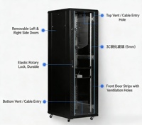 Armoire serveur sur pied de 19 pouces, 2,0 m, 2040*600*1200 mm, en acier laminé à froid SPCC, pour centre de données et réseau.