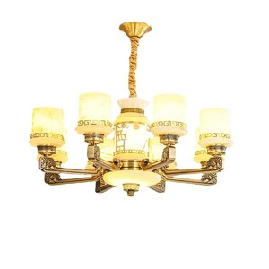 Chinese Style All Copper Jade Chandelier Multi Head Led <b>Light</b> For Living Room Dining Room Home Decor - Product Image 4