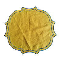 Serviettes de table en lin 100% de haute qualité, faites à la main, personnalisables, avec ourlet brodé et bordure cousue