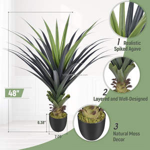 Plantas artificiales al aire libre resistentes a los rayos UV realista 4 pies 120cm planta de <span class=keywords><strong>agave</strong></span> artificial 48 pulgadas planta de <span class=keywords><strong>agave</strong></span> de imitación con pinchos para decoración de Patio - Product Image 2