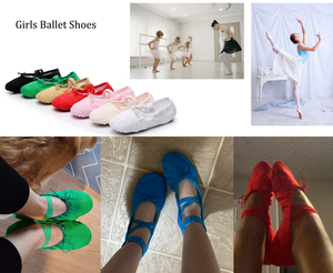 Großhandelspreis Mädchen Ballettschuhe für Anfänger Canvas Ballett-Tanzschuhe für Mädchen und Kinder mit Kordelzug - Product Image 4