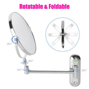 20cm Rond Double Bras Étendre Double Côté 10X Grossissant Pliant Mur Monté Salle De Bains Miroir De Maquillage Hauteur Réglable - Product Image 6