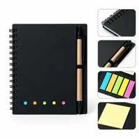 Carnet à spirale personnalisé pour entreprise, notes adhésives noires, stylo signature, carnet à spirale de bureau, usine de carnets à spirale