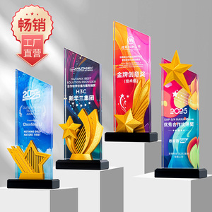 <b>Creative</b> Five-Pointed Star Crystal Trophy Laser Engraved Digital Printing Durable Corporate Awards Conference <b>Gifts</b> - Product Image 3