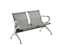Chaises d'attente d'aéroport modernes à 2 places en métal avec siège en cuir et table latérale, durables pour l'hôpital, la salle de sport en extérieur