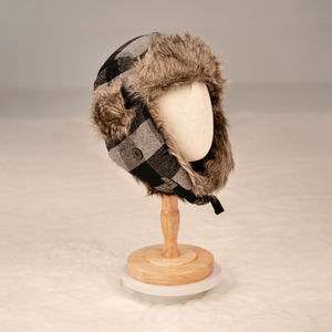 Dos colores a cuadros Otoño Invierno Trooper sombreros y protección para los oídos viento frío cálido piel sintética Rusia invierno trampero <span class=keywords><strong>aviador</strong></span> sombrero - Product Image 5