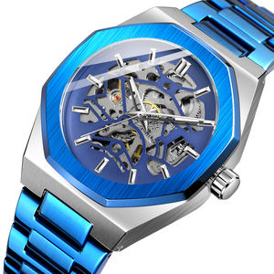 Nuovi Orologi Meccanici da Uomo Eleganti Skeleton <span class=keywords><strong>Oro</strong></span> Personalizzabili in Acciaio Inossidabile, Orologi da Polso Automatici alla Moda e Impermeabili - Product Image 6