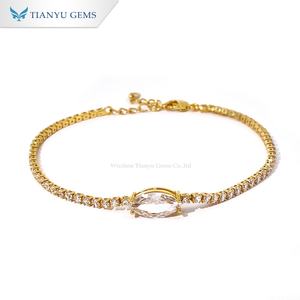Tianyu Gems Vintage <b>Gold</b> Tone Copper <b>Bracelet</b> Adorned with Emerald and pink Zircon Shiny Stones and Classic Jewelry - Product Image 2