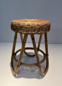 Rustic Handmade Rattan <b>Stool</b> Antique Design Living Room Furniture Home Decor - Product Image 2