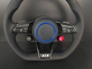 <span class=keywords><strong>Volante</strong></span> <span class=keywords><strong>Deportivo</strong></span> Personalizado para Volkswagen <span class=keywords><strong>VW</strong></span> Golf 7/Passat, Fibra de Carbono para Cuero con Costuras y Línea Azules - Product Image 4