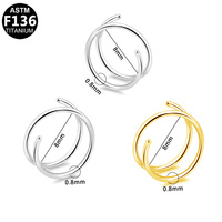Anneau de nez double plaqué or titane Getta G23, piercing spirale punk pour le nez, bijoux de corps pour femmes et hommes, idéal pour les cadeaux de mariage