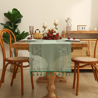 Chemin de table en dentelle pour fête, décoration de mariage, décoration de Noël, élégant chemin de table en dentelle et mousseline, chemins de table réutilisables en polyester