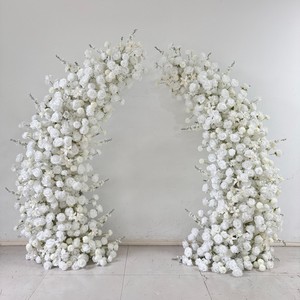 Arche de mariage H521 en soie blanche avec roses artificielles et delphiniums, structure en fer, <span class=keywords><strong>hauteur</strong></span> 2,3 m - Product Image 2