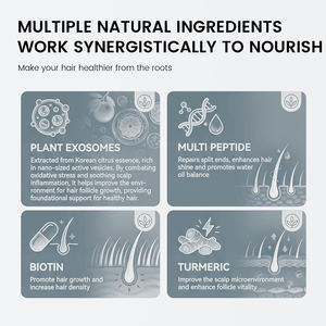 Sérum capillaire épaississant aux exosomes et peptides d'extraits végétaux HALAL, roll-on, soin ciblé du cuir chevelu, renforce les racines des cheveux, sérum à la biotine. - Product Image 4