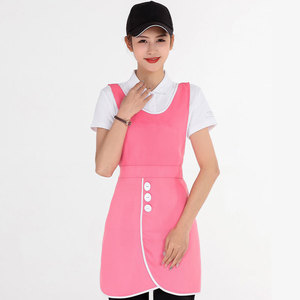 Green Polyester <b>Kitchen</b> <b>Apron</b> With White Buttons For Restaurant Bar Staff Uniforms - Product Image 4