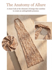 Abito lungo da <span class=keywords><strong>donna</strong></span> personalizzato con stampa effetto pelle di serpente, scollo all'americana, in Spandex/Poliestere, vestibilità aderente, modello animale, senza schienale, produzione diretta dalla fabbrica. - Product Image 6