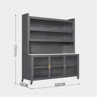 Armoire de rangement autoportante en métal à 6 niveaux pour salon, réglable avec barre de comptoir, roulettes et crochets, grande capacité