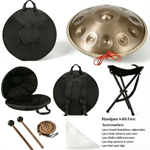 Instrument de musique d'usine pour la méditation, le yoga et la guérison, Handpan de 22 pouces avec 9, <span class=keywords><strong>10</strong></span>, 12 ou 14 notes, Ré mineur 440Hz, avec sac et support - Product Image 5
