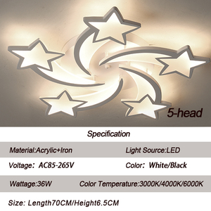 Lámpara de Techo LED Acrílica Moderna con Forma de Estrella, Lámpara de Arte Decorativa para Dormitorio, Estudio, Comedor, Habitación Infantil, Araña - Product Image 3