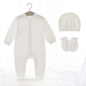 Ropa de Algodón para Bebés Recién Nacidos, Otoño 2022, Estilo Europeo y Estadounidense, Manga Larga, Diseño Sólido con Botones y Pies Cubiertos - Product Image 4