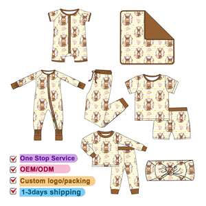 WeiWei 사용자 정의 인쇄 대나무 직물 신생아 아기 유아 지퍼 옷 Onesie 장난 꾸러기 대나무 비스코스 유아 잠옷 대나무 - Product Image 2