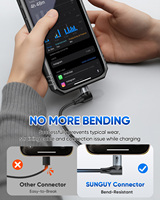 Cable de Alimentación USB C de 60W y 90 Grados SUNGUY, Cable de Carga Rápida Tipo C, Cable de Datos USB C de Ángulo Recto para Teléfono Móvil, Computadora Portátil y Automóvil