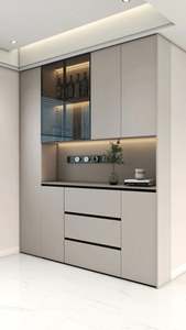 Luxury Modern Wooden Panel Living Room <b>Cabinet</b> <b>with</b> Large Capacity Display <b>Rack</b> and <b>Wine</b> Storage - Product Image 2