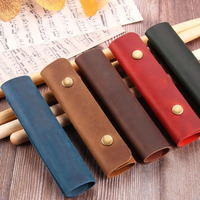 Étui pour baguettes de batterie en cuir Crazy Horse, porte-baguettes en cuir véritable, pochette pour baguettes, cadeau pour musicien, cadeau pour batteur