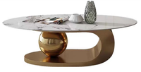 Table à thé ovale moderne de style nordique, simple et minimaliste, en acier inoxydable, pour le salon