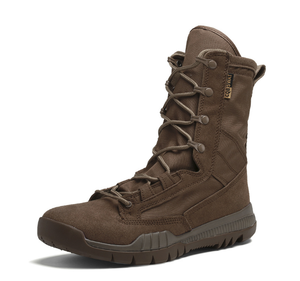 Bottes tactiques TSB20 en daim noir et cuir brillant marron foncé, bottes en daim noir - Product Image 1