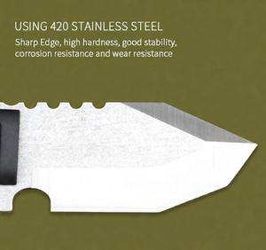 Cuchillo de Hoja Fija Tanto para Exteriores con Espina Dentada, Abrebotellas Integrado, Mango de Goma y Funda de Kydex para Camping y Senderismo - Product Image 2