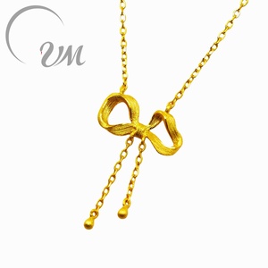 UM <b>Jewelry</b> 925 Silver Gold Plated Bowknot Pendant Necklace Engagement Wedding Anniversary Gift Unisex Men Women Daily Wear - Product Image 1
