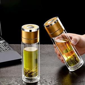 Bouteille d'eau portable en verre borosilicate <span class=keywords><strong>avec</strong></span> infuseur à thé, couvercle à ouverture rapide et <span class=keywords><strong>filtre</strong></span> intégré - Product Image 2