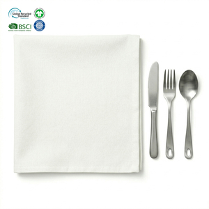 Thick Poly Cotton White 20x20 Inch Waterproof Eco-Friendly Reusable Restaurant Napkins Custom Size Hemmed Edge for Catering - Product Image 1