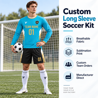 Tenue de football personnalisée haut de gamme : Maillot à manches longues et short, kit de football professionnel, sublimation, vêtements d'équipe, nom et numéro d'équipe, vente en gros OEM