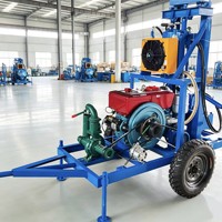 Mini machine de forage de puits d'eau bleue sur roues, opération monopersonnelle, pour usage domestique