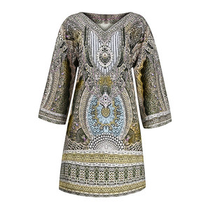 Vestido de mujer con estampado étnico con cuello en V Playa Tiempo libre en vacaciones Vestido bohemio de manga larga Sukienka Damska Vestido Mujer Verano - Product Image 4