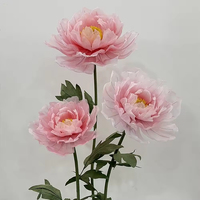 Fleurs géantes artisanales en crêpe et organza, pivoines, accessoires de photographie pour vitrine de centre commercial, décoration de mariage et maison