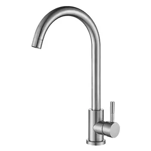 Stainless Steel Spout SUS304 Lead Free Single Handle Kitchen Faucet