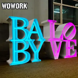 WOWORK发光二极管金属大3英尺4英尺霓虹灯选框字母桌灯婚礼装饰品派对活动中心
